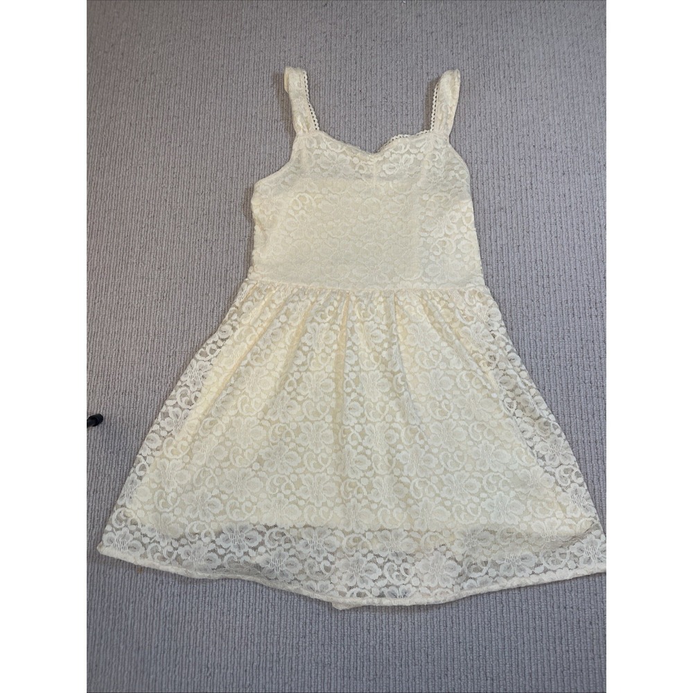 Abercrombie Kids Girls 13/14 Dress Mini Lace Tank Straps Butter Yellow Skater